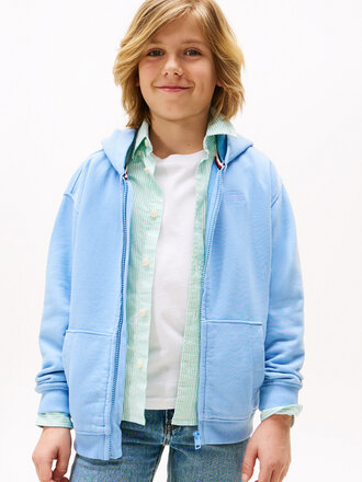 Tommy Hilfiger KB09750 Tonal flag emb zip hoodie C14 cloudy blue