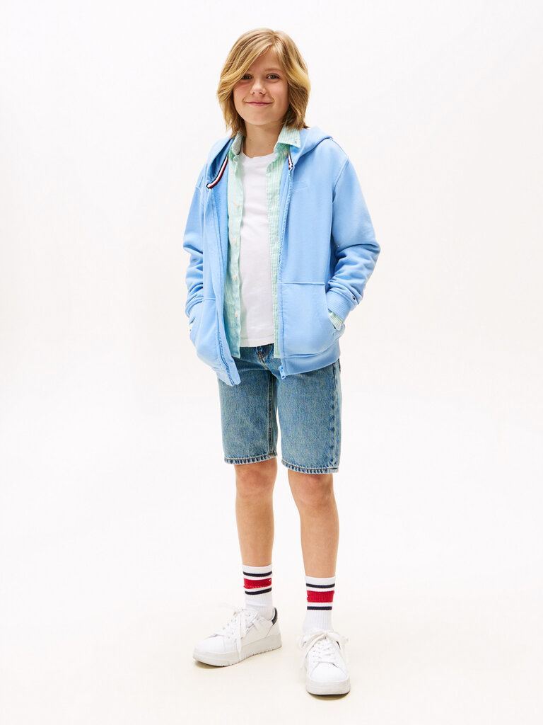 Tommy Hilfiger KB09750 Tonal flag emb zip hoodie C14 cloudy blue