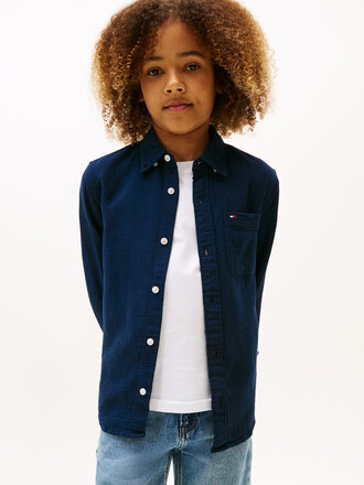 Tommy Hilfiger KB09687 Textured solid shirt l/s C1G dark navy