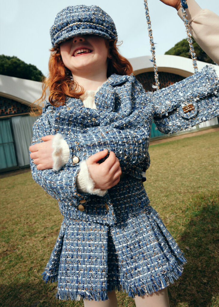 Abel & Lula 5520 Tweed skirt 004 sky blue