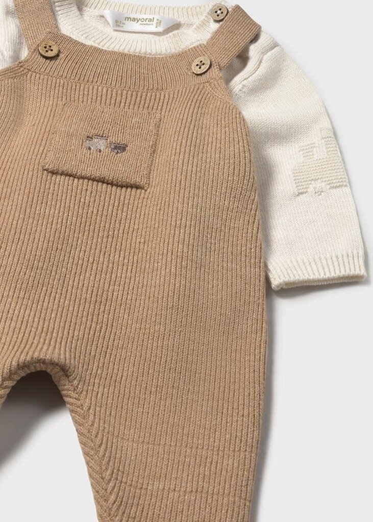 Mayoral 2646 Knit dungarees set 010 Toffee
