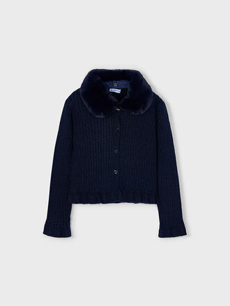 Mayoral 4311 Faux fur collar cardigan 015 navy