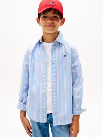 Tommy Hilfiger KB09927 Stripe nep fabric shirt C14 cloudy blue