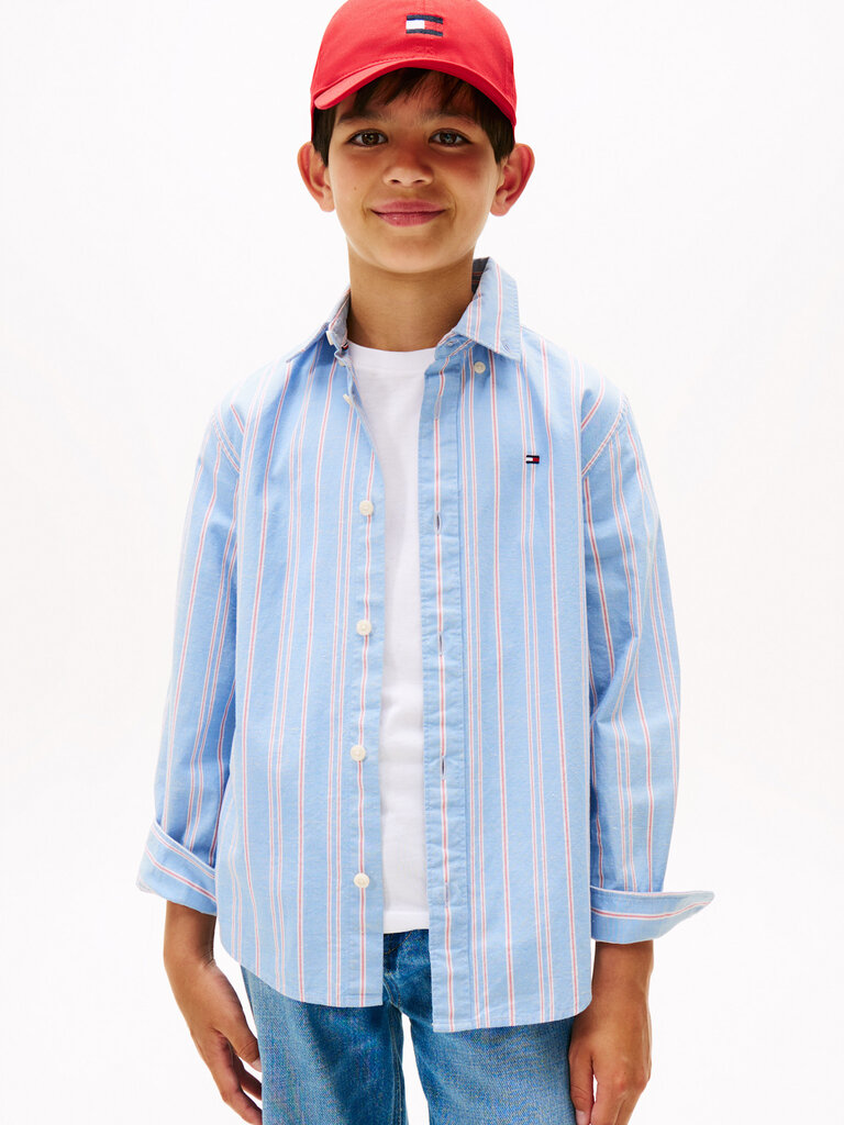 Tommy Hilfiger KB09927 Stripe nep fabric shirt C14 cloudy blue