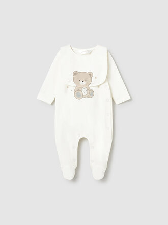 Mayoral 1714 Long romper with bib 086 natural