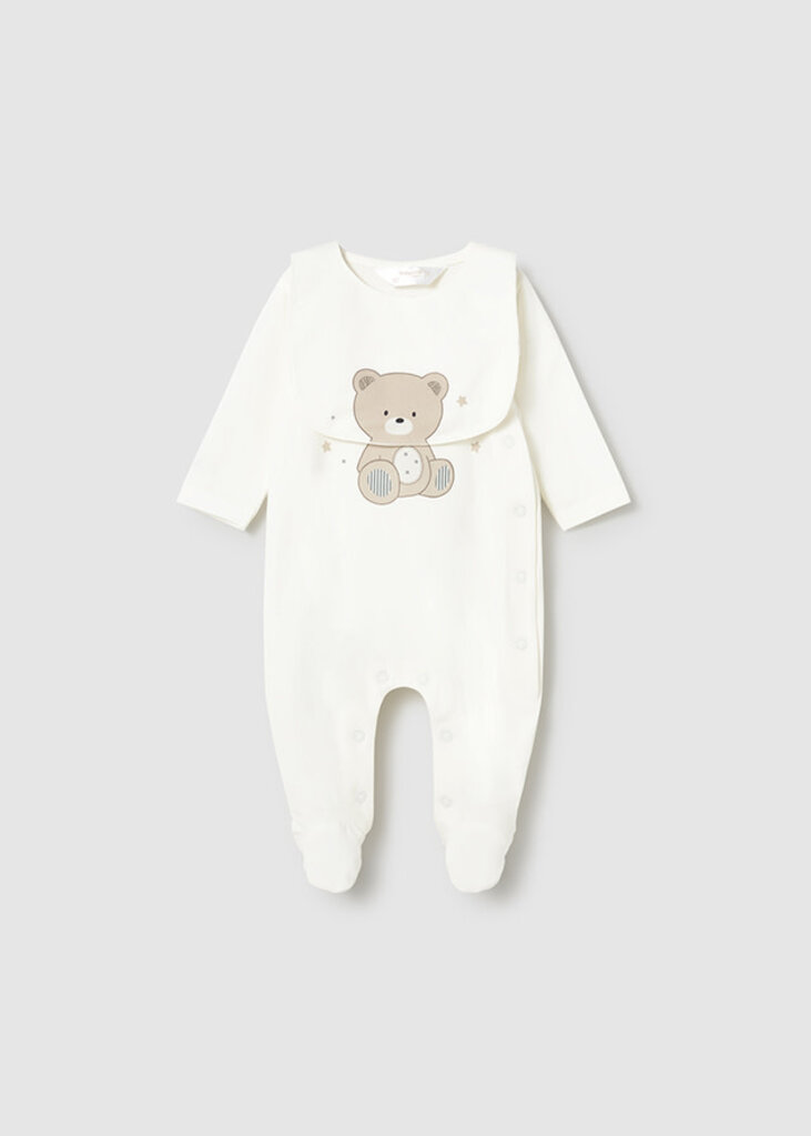Mayoral 1714 Long romper with bib 086 natural