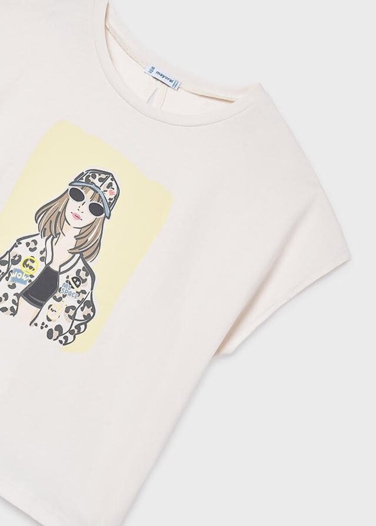 Mayoral 6010 S/s printed t-shirt 011 bone