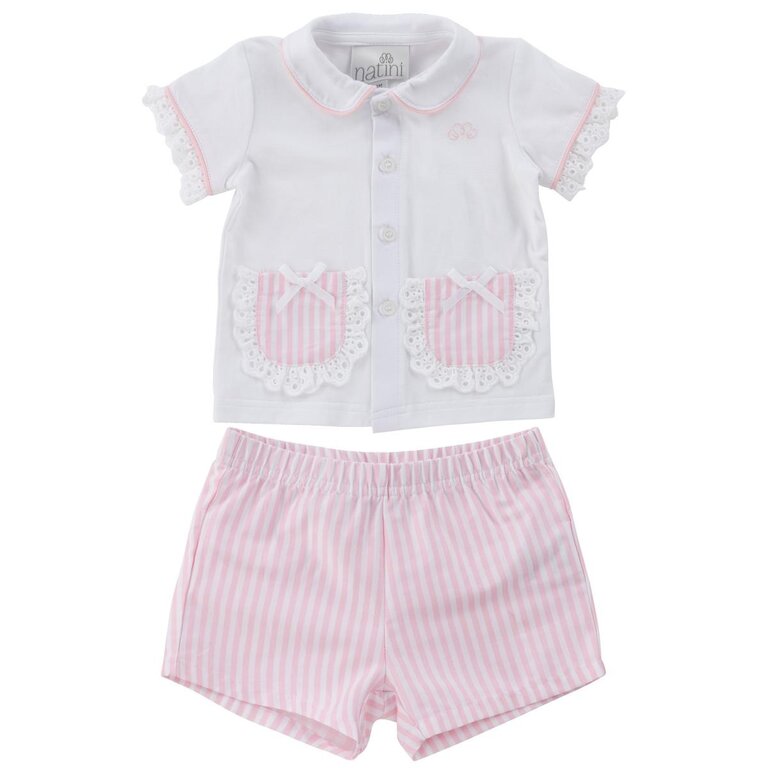Natini 2140-12358-0250 Pyjama stripes white/pink