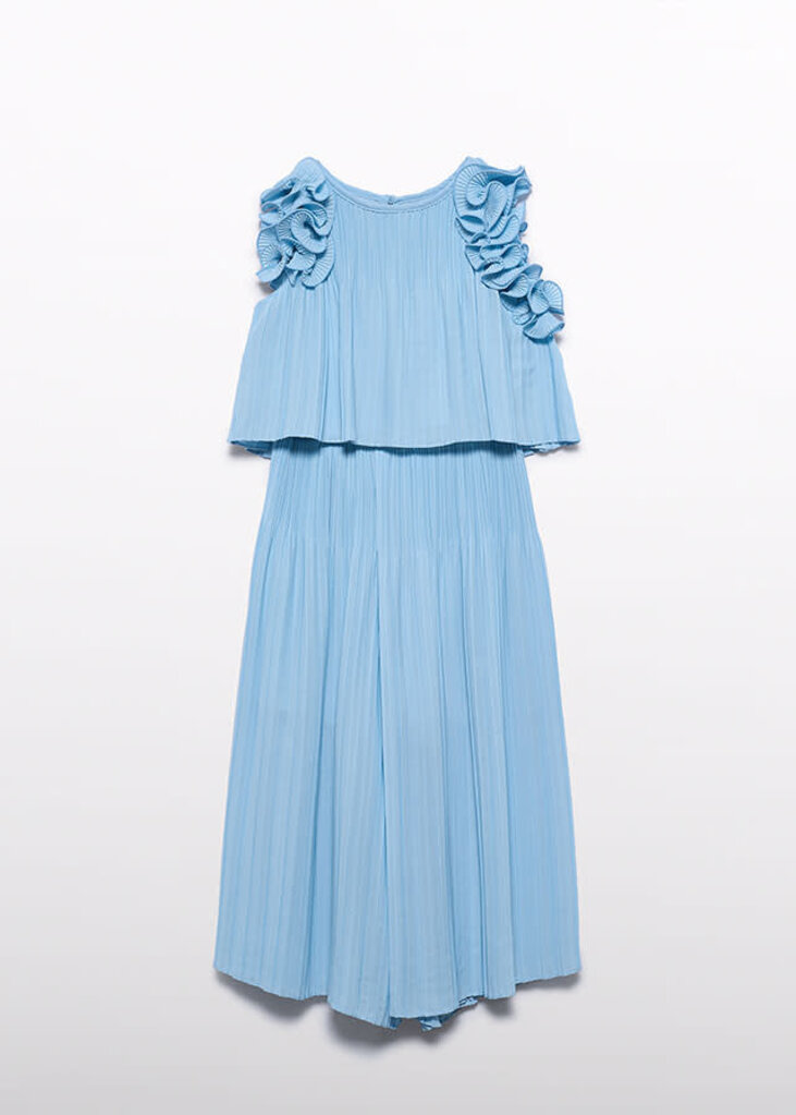 Abel & Lula 5285 pleated chiffon pants set 034 sky blue