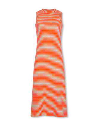 Ao76 126-1701-230 elio dress stripe fluo coral