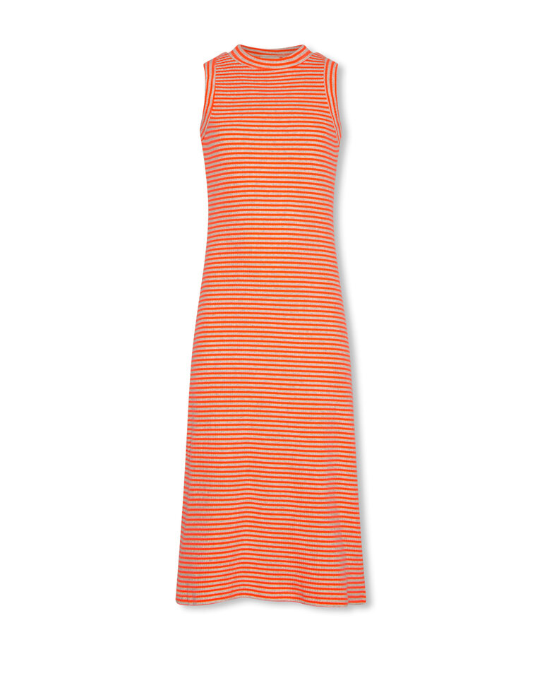Ao76 126-1701-230 elio dress stripe fluo coral