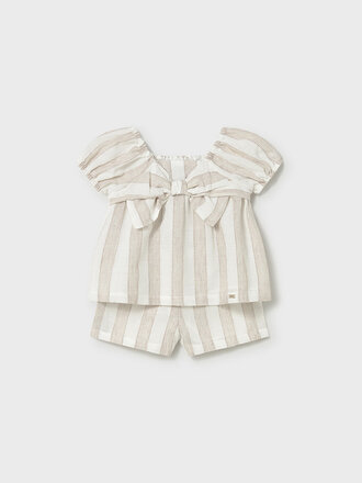 Mayoral 1211 Striped shirt and short set 069 hazelnut