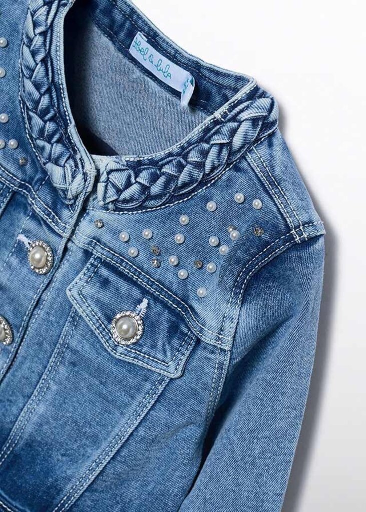 Abel & Lula 5307 denim jacket with pearls 035 bleached