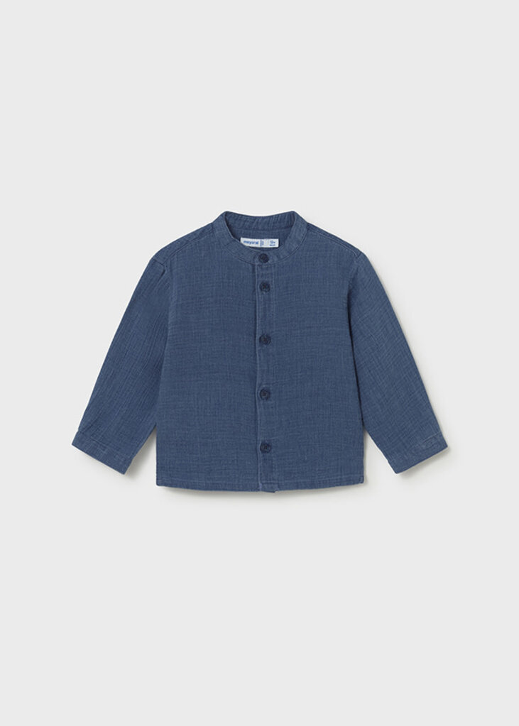Mayoral 1117 L/s crinckled cotton shirt 002 ocean