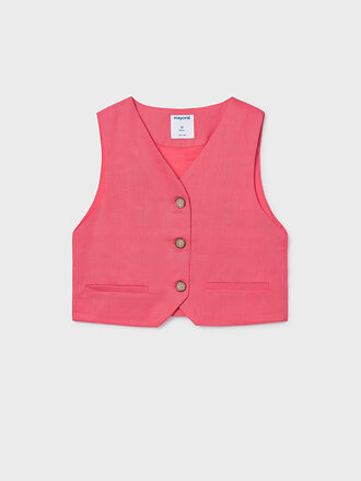 Mayoral 6355 Buttoned vest linen-like fabri 070 coral