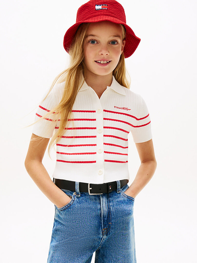 Tommy Hilfiger KG09379 Sweater rib polo XK3 red alert