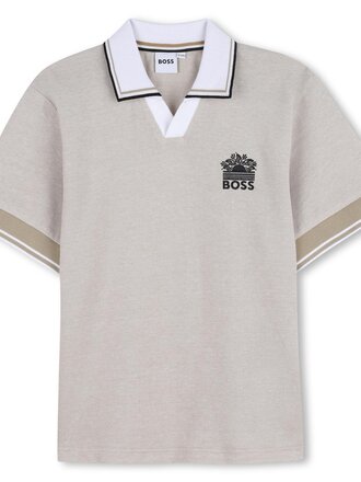 BOSS J53075 Polo korte mouwen beige