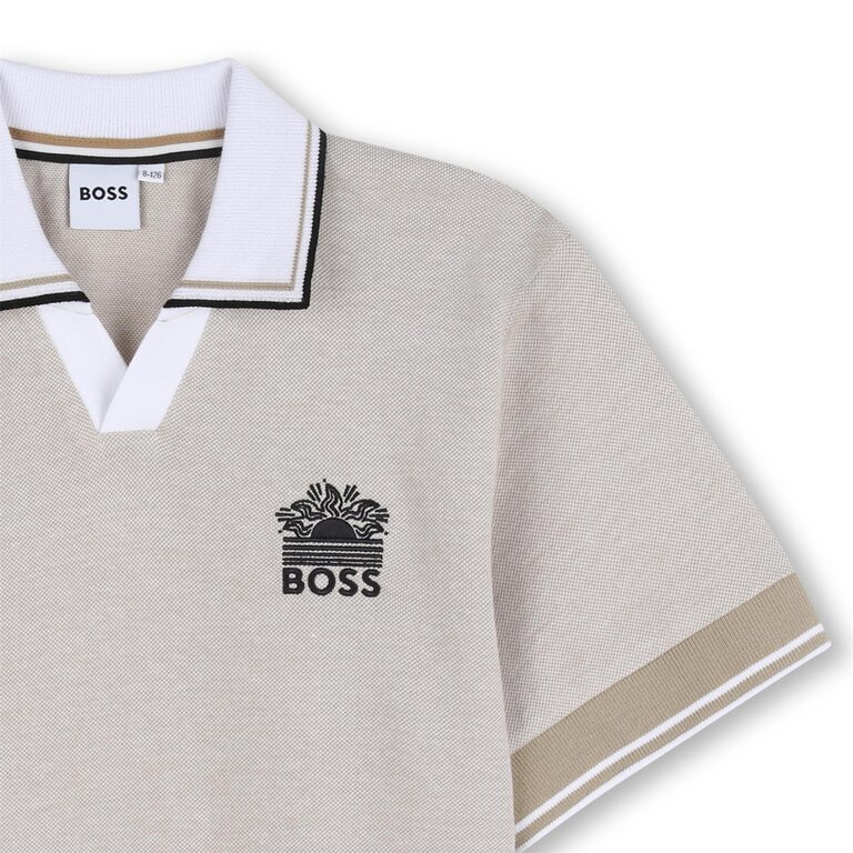BOSS J53075 Polo korte mouwen beige