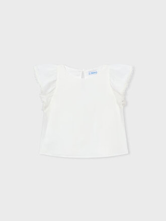 Mayoral 3195 Gauze blouse with lace trim 042 natural