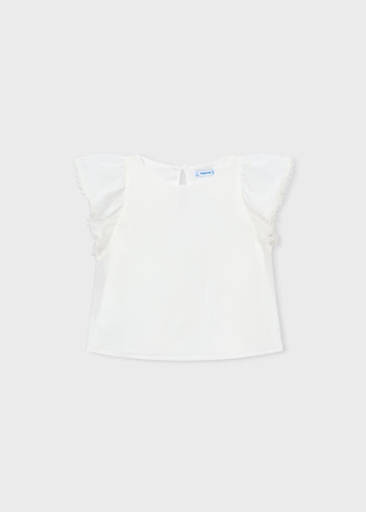 Mayoral 3195 Gauze blouse with lace trim 042 natural