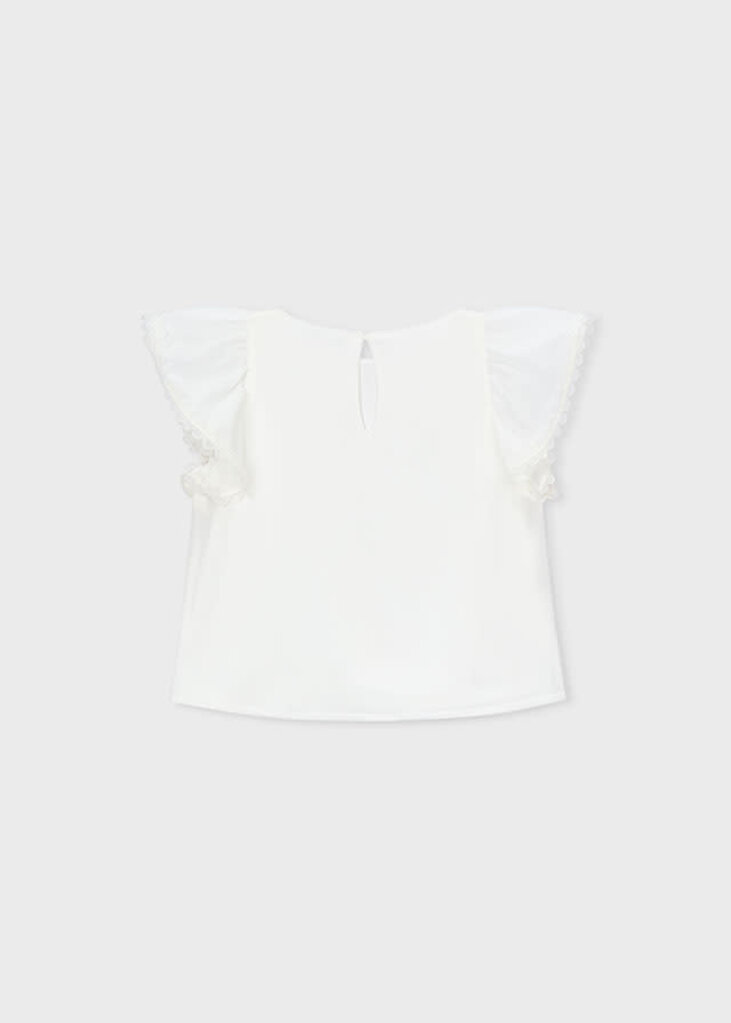 Mayoral 3195 Gauze blouse with lace trim 042 natural