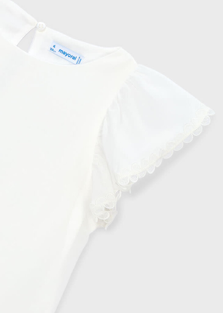 Mayoral 3195 Gauze blouse with lace trim 042 natural