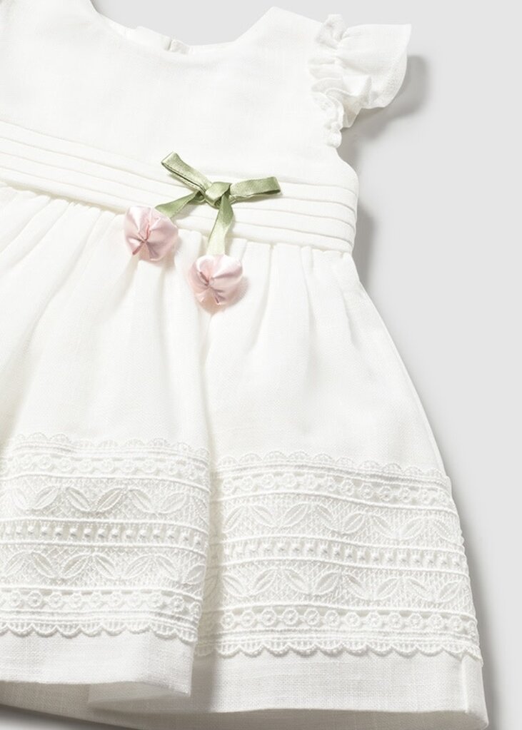 Mayoral 1907 Dress w/guipure lace trim 042 naturel