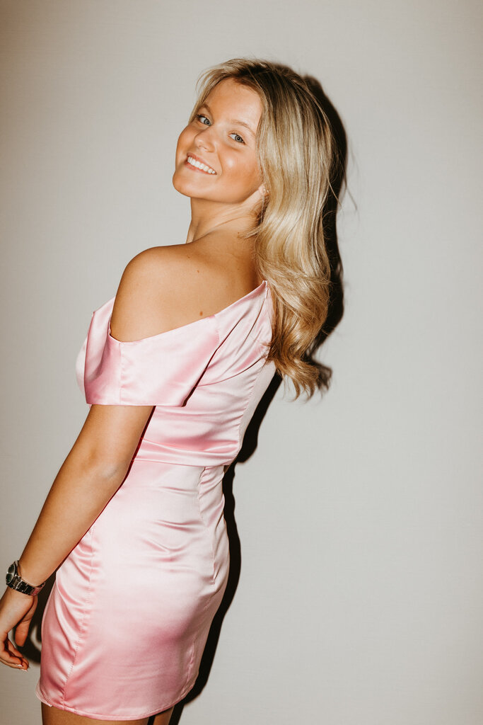 Suzette S1873 Blush drape dress pink