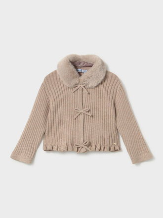 Mayoral 2386 Faux fur collar cardigan 061 seed