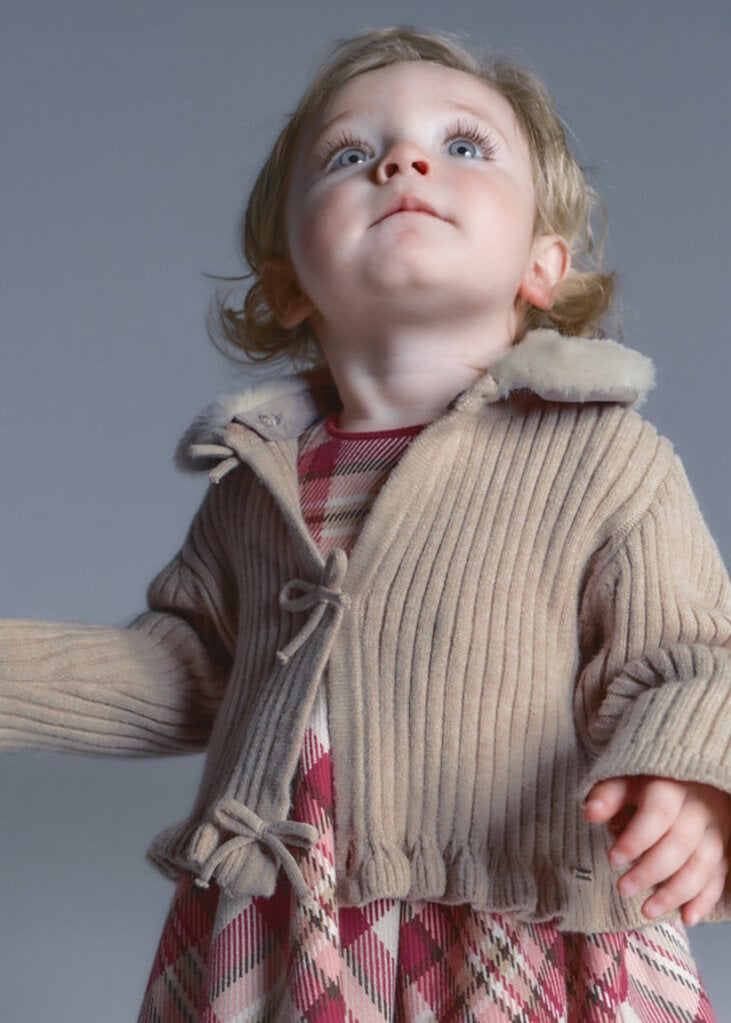 Mayoral 2386 Faux fur collar cardigan 061 seed