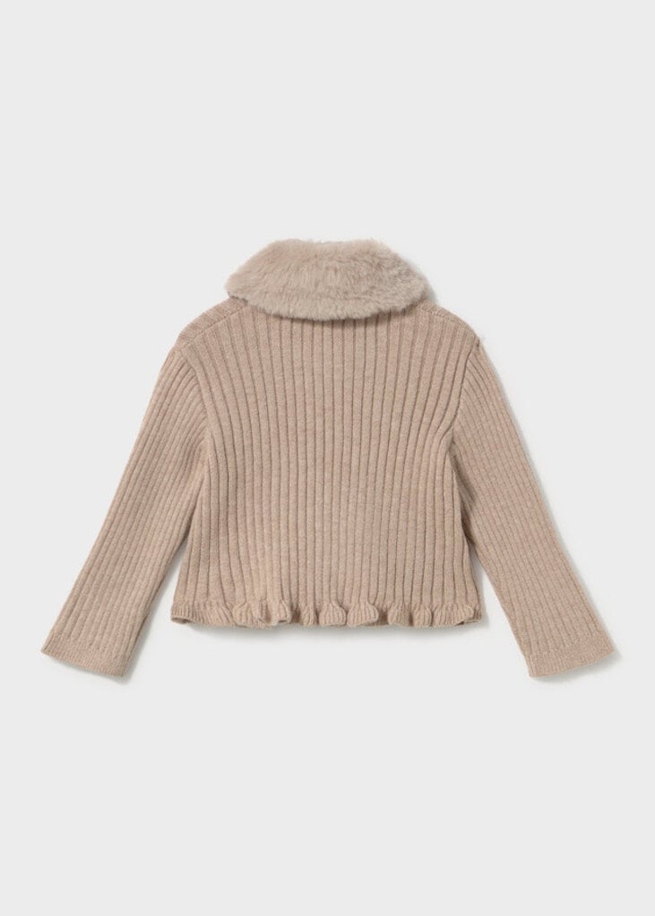 Mayoral 2386 Faux fur collar cardigan 061 seed