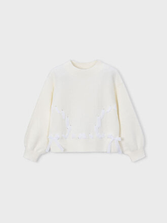 Mayoral 4321 Faux fur ribbon sweater 077 natural