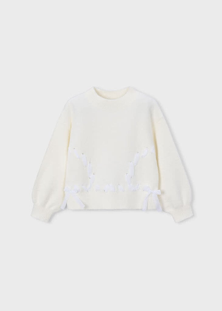 Mayoral 4321 Faux fur ribbon sweater 077 natural