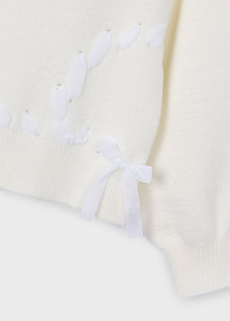 Mayoral 4321 Faux fur ribbon sweater 077 natural