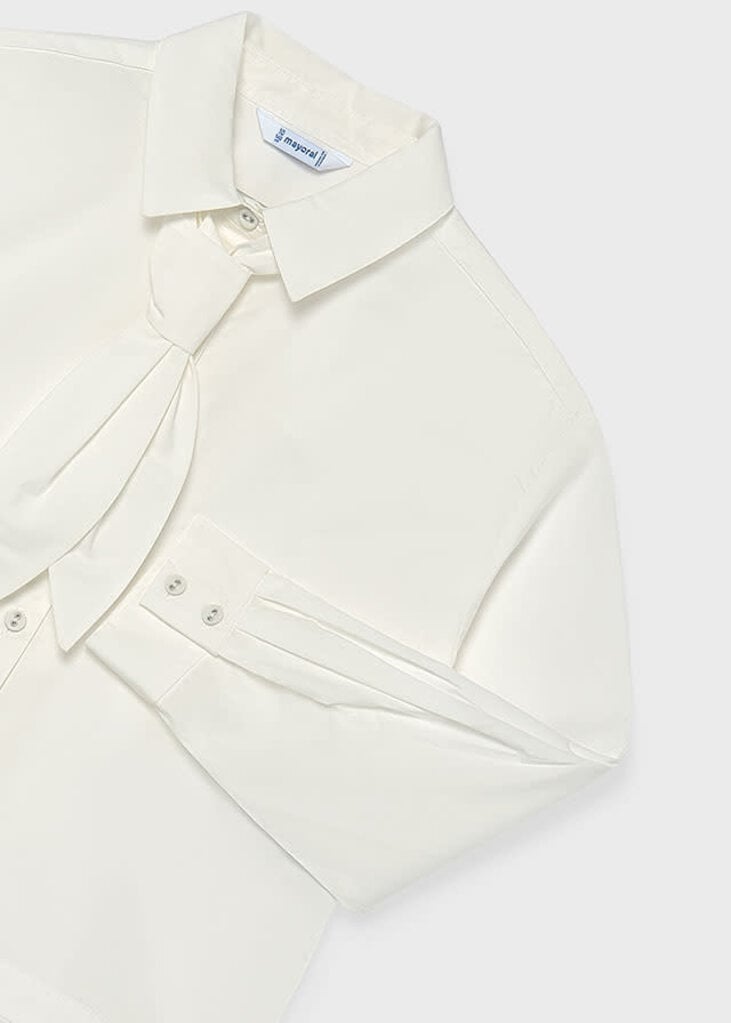 Mayoral 7120 Poplin blouse with tie neck 084 cream