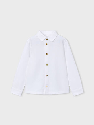 Mayoral 4145 Long sleeve pique knit shirt 091 white