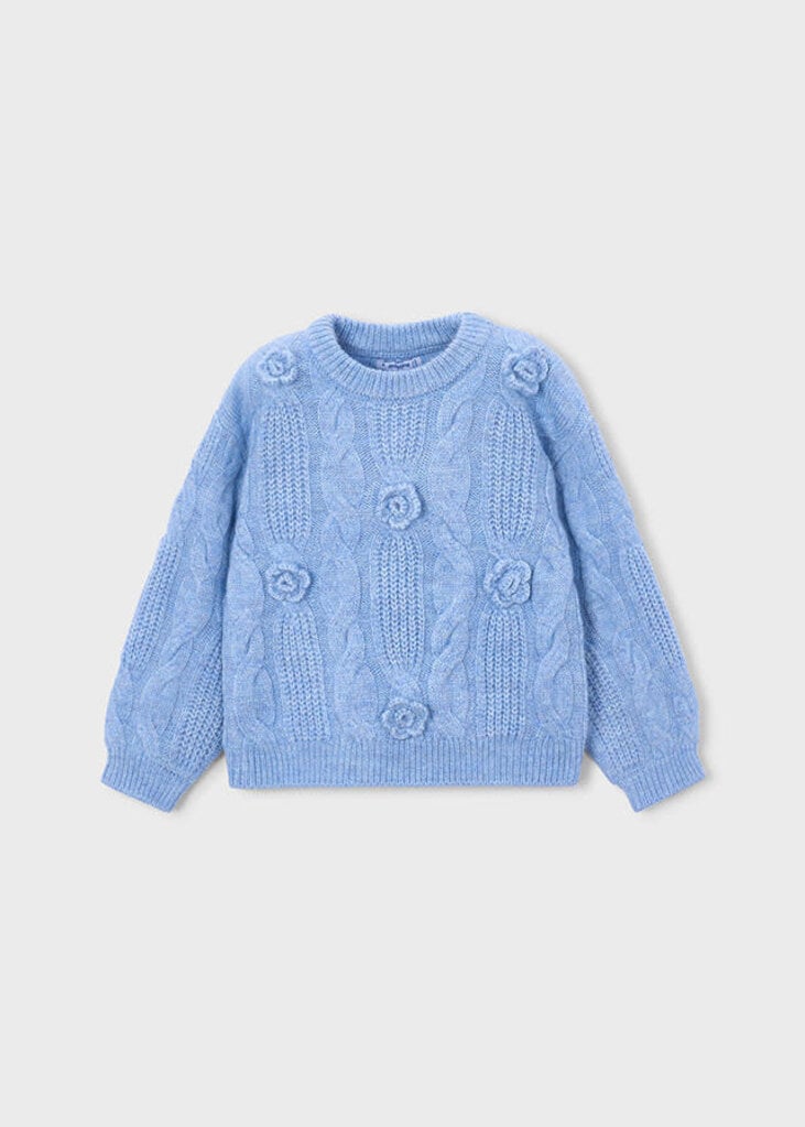 Mayoral 4319 3D flower sweater 066 sky mix
