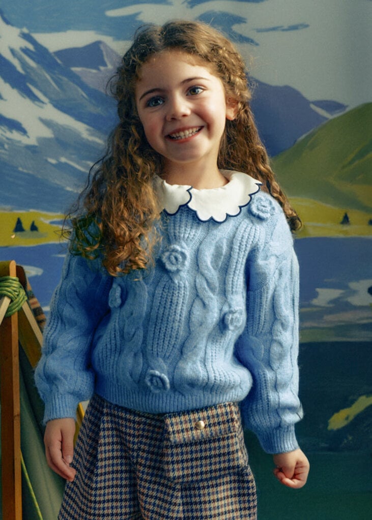 Mayoral 4319 3D flower sweater 066 sky mix