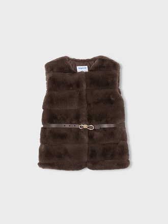 Mayoral 4328 Fur vest with belt 062 coffee
