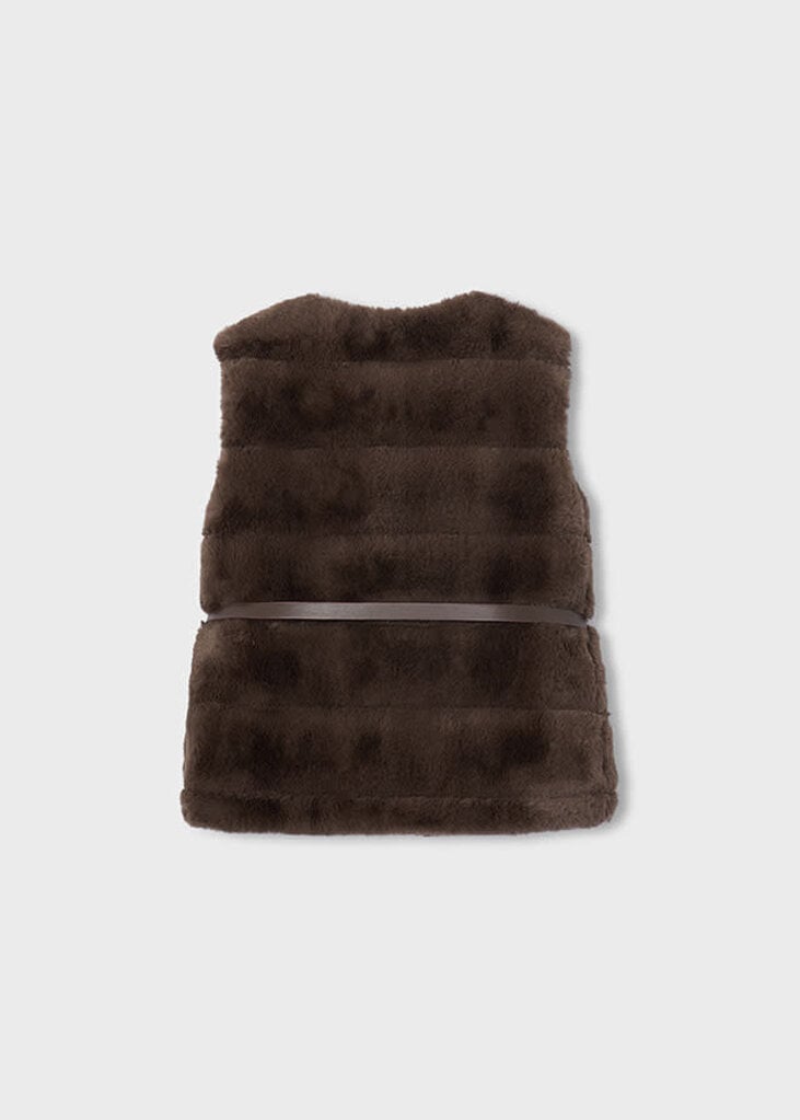 Mayoral 4328 Fur vest with belt 062 coffee