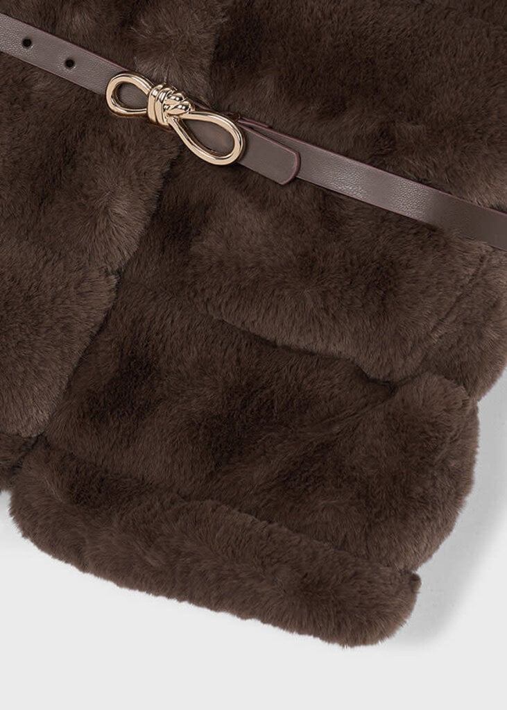 Mayoral 4328 Fur vest with belt 062 coffee