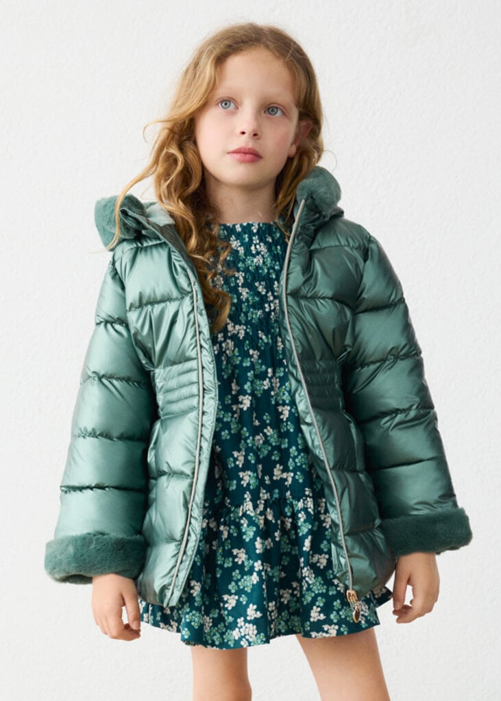 Mayoral 4422 Metallic fauxfur puffer jacket 039 bayleaf