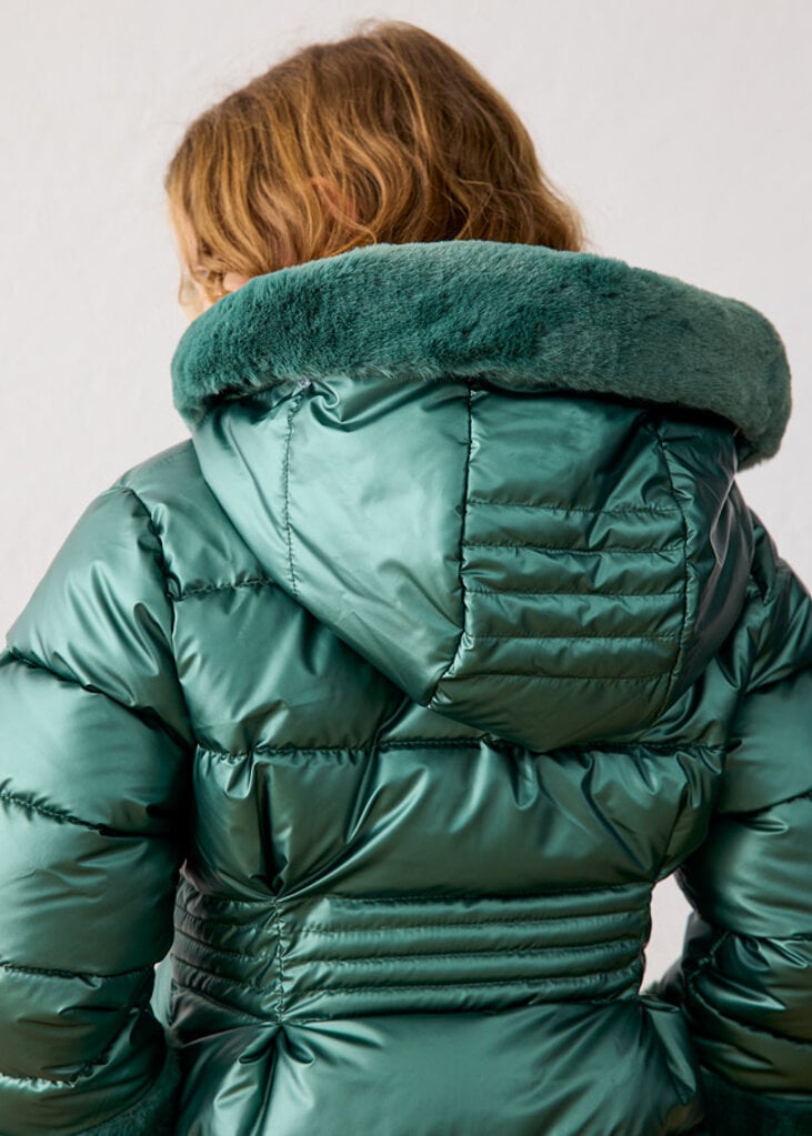 Mayoral 4422 Metallic fauxfur puffer jacket 039 bayleaf