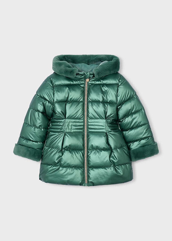 Mayoral 4422 Metallic fauxfur puffer jacket 039 bayleaf
