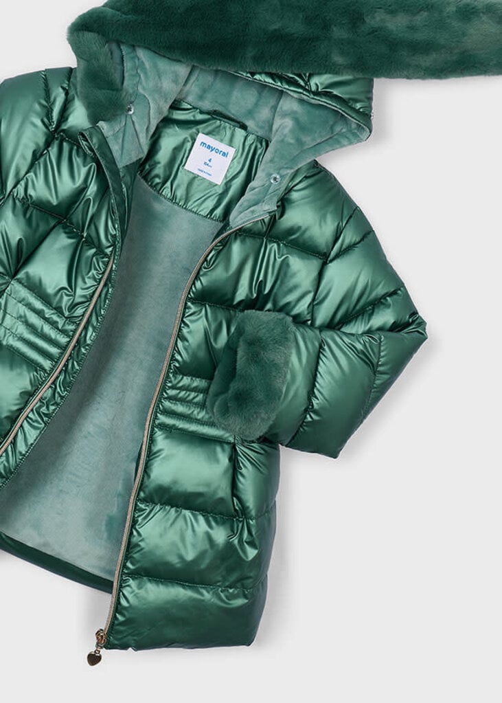 Mayoral 4422 Metallic fauxfur puffer jacket 039 bayleaf