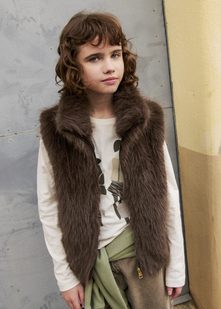 Mayoral 7305 Faux-fur vest 093 chocolate