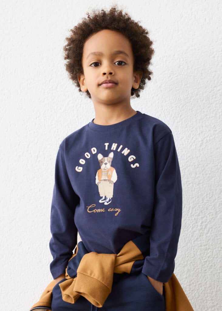 Mayoral 4021 L/s dog print t-shirt 064 ink
