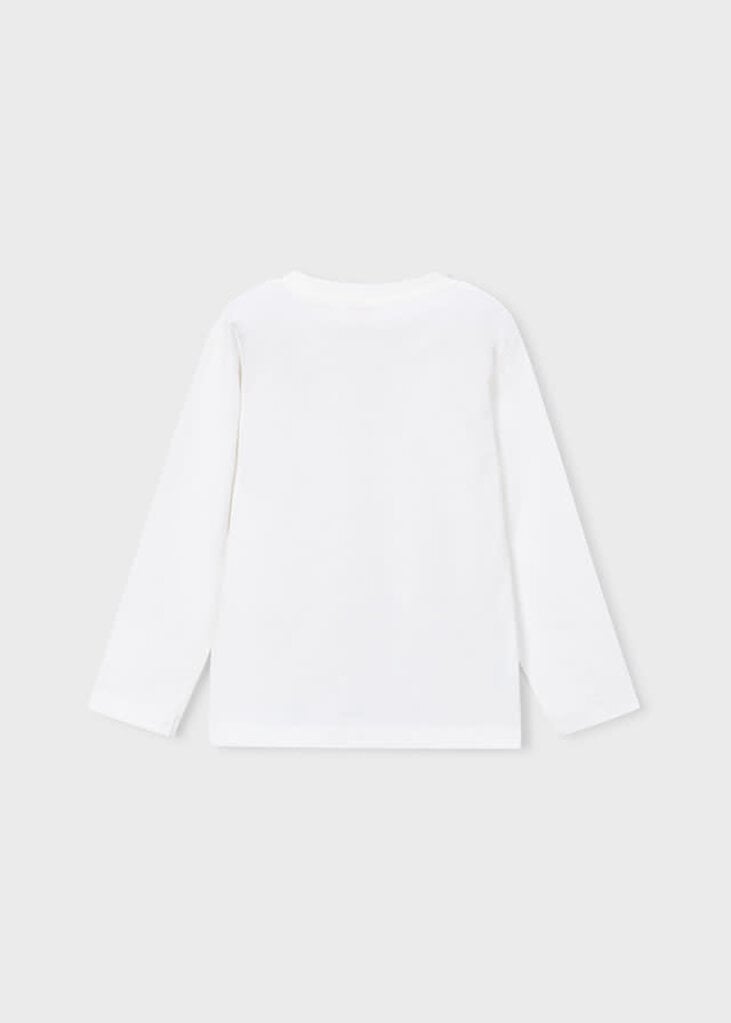 Mayoral 4024 L/s t-shirt skiining bear print  077 cream
