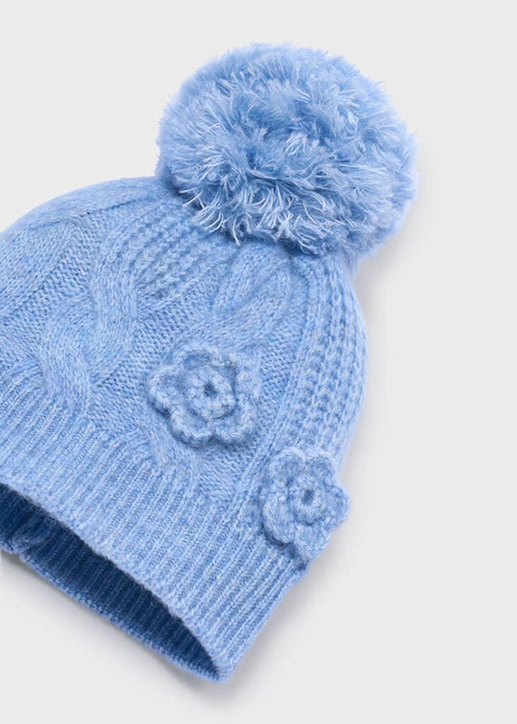 Mayoral 10303 3D flower hat & scarf set 094 sky