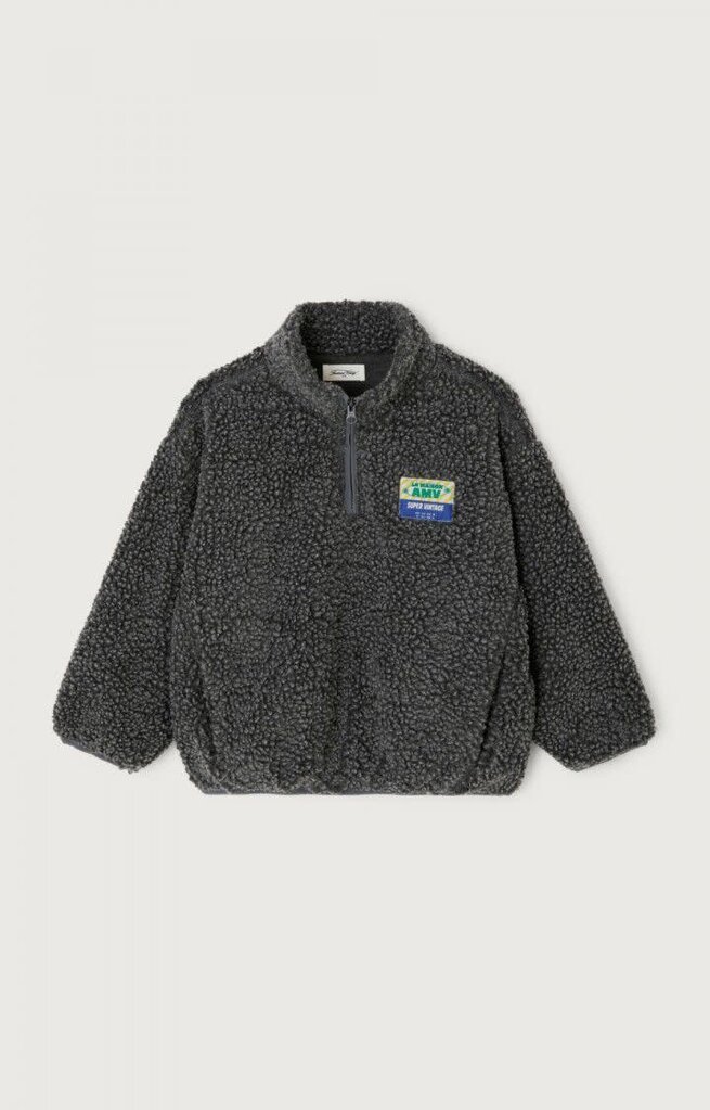American Vintage KHOK03BH26 Sweat oversize long ml col zippe antracite